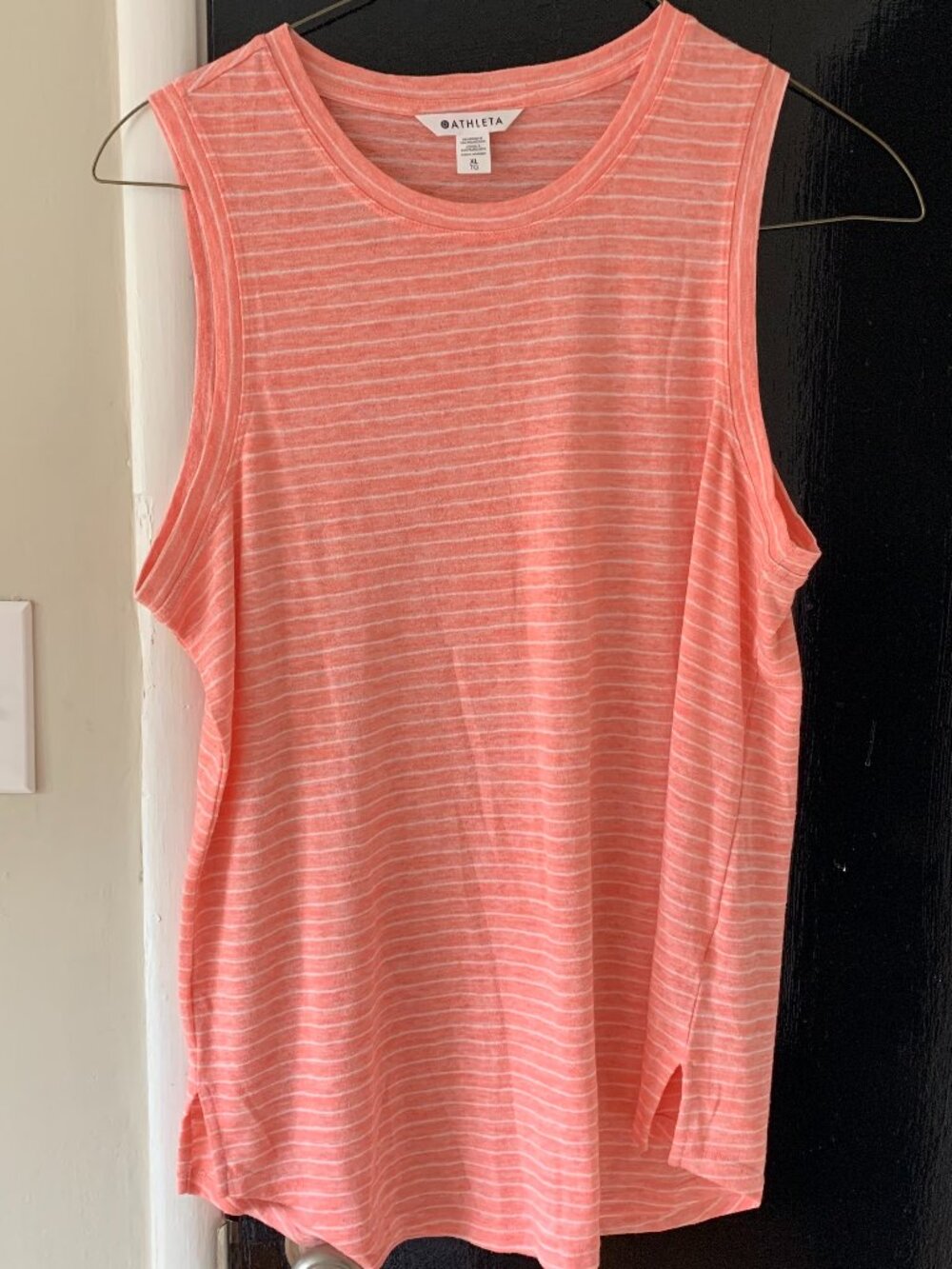 Coral & White Striped Athleta Tank Top